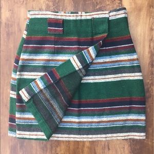 Vintage Flannel Striped High Waisted Skirt Green 2